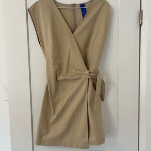 Kit and Ace Beige Wrap Mini Dress with Side Tie